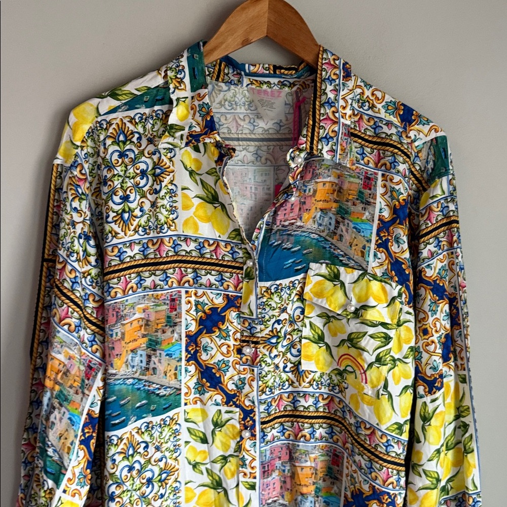NEW Terez Amalfi Patchwork Button-Front Shirt XL … - image 4